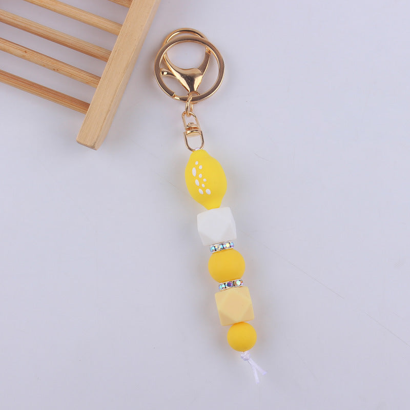 Llavero con cuentas de silicona de sandía de frutas al por mayor